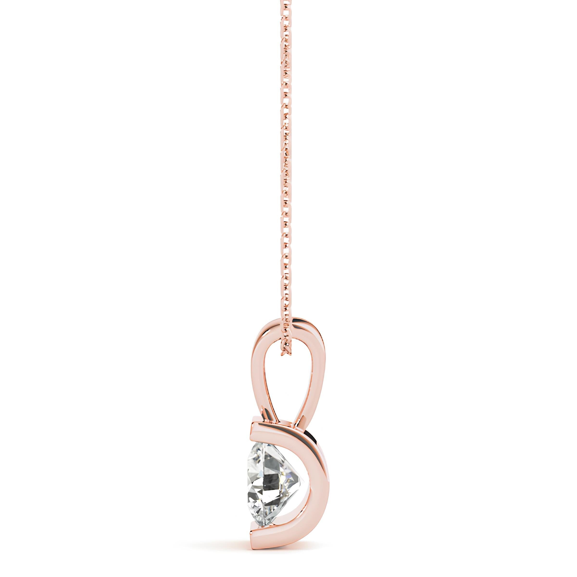 0.50 to 2.00 Ctw Lab Grown Solitaire Round Certified Diamond Gold Pendant Necklace